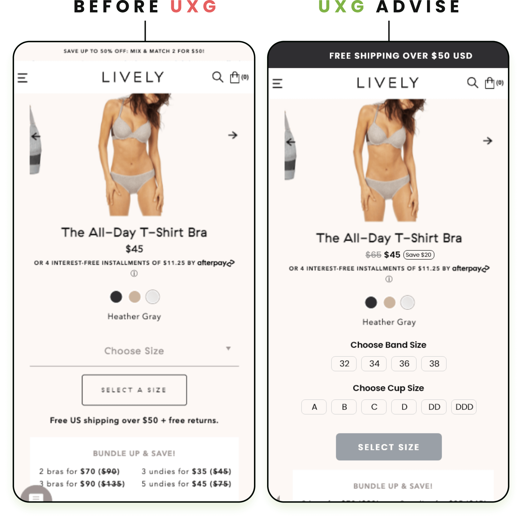 CRO Before and After UX Growth - Lively