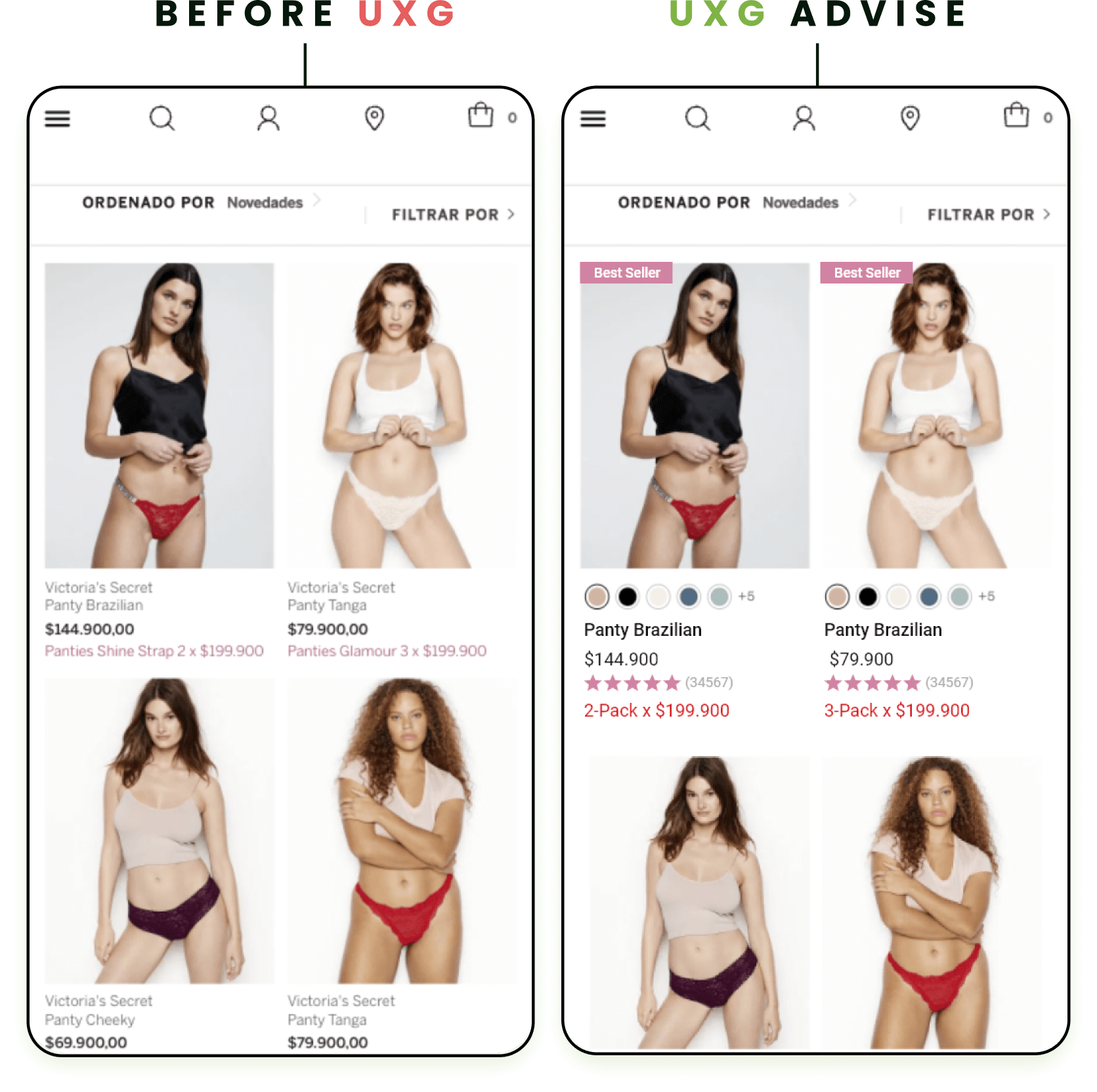 CRO Before and After UX Growth - Victoria's Secrets